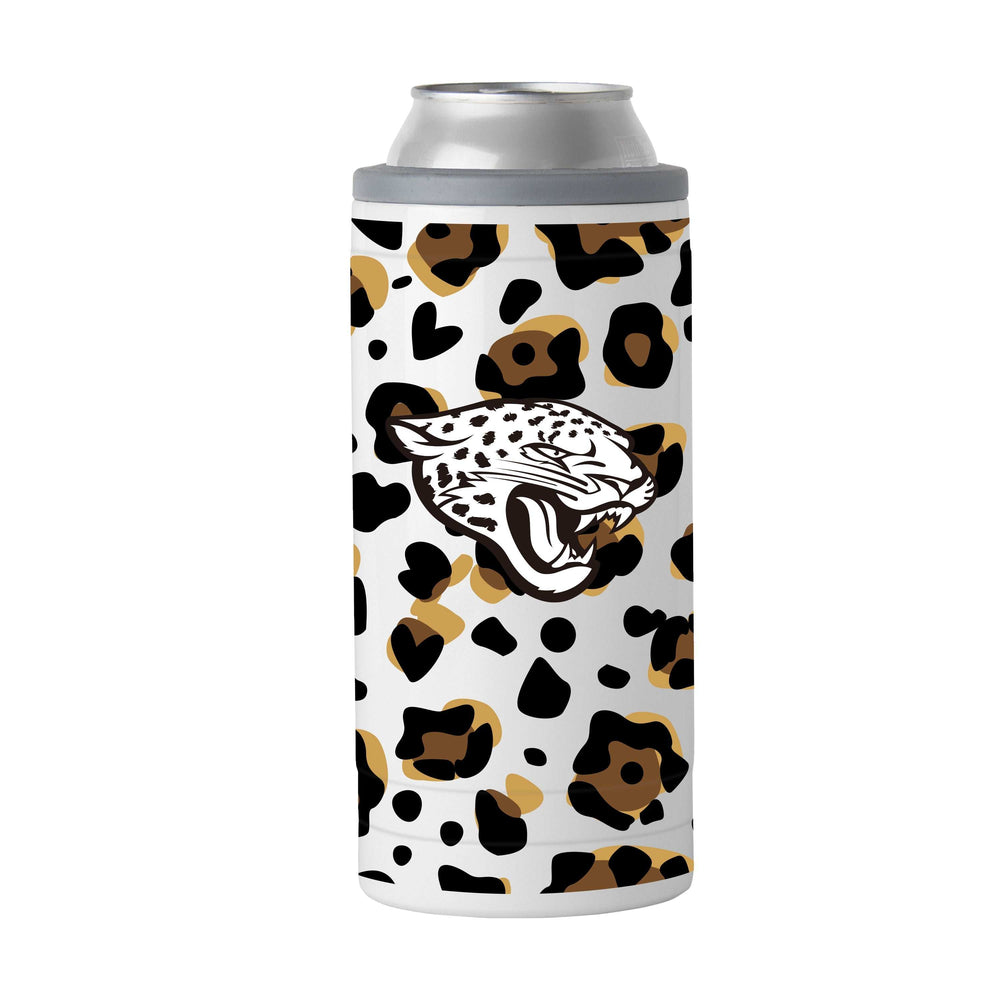 Jacksonville Jaguars 12oz Neutral Leopard Slim Can Coolie - Logo Brands - Flyclothing LLC