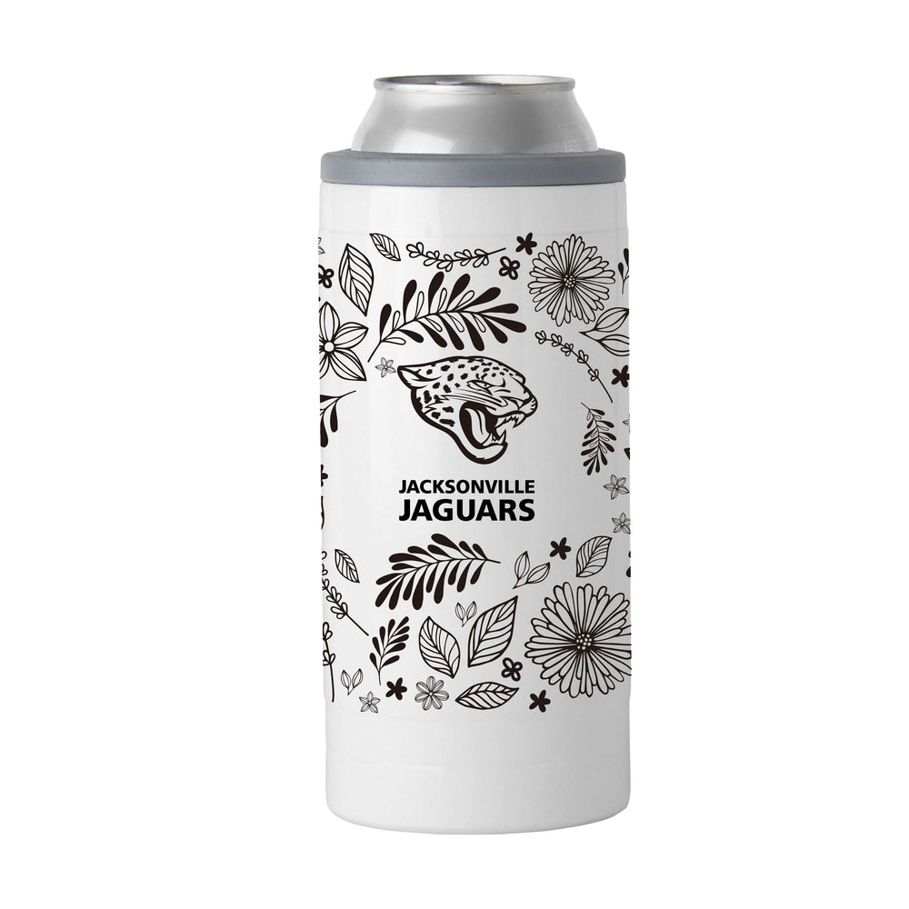 Jacksonville Jaguars 12oz Botanical Slim Can Coolie - Logo Brands - Flyclothing LLC