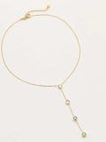 18K Gold-Plated Stainless Steel Zircon Y-Drop Necklace - Trendsi - Flyclothing LLC