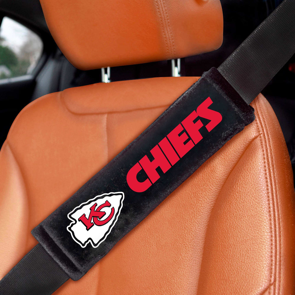NFL - Kansas City Chiefs Embroidered Seatbelt Pad - Pair - Logo Brands - Flyclothing LLC