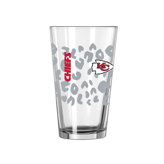 Kansas City Chiefs 16oz Leopard Pint Glass - Logo Brands - Flyclothing LLC