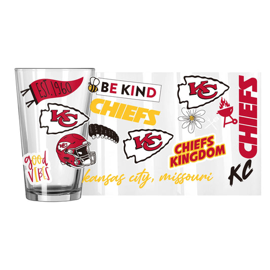 Kansas City Chiefs 16oz Native Pint Glass - Logo Brands - Flyclothing LLC