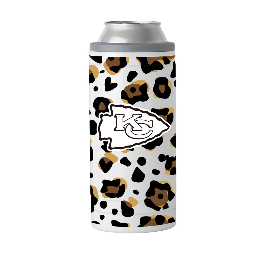 Kansas City Chiefs 12oz Neutral Leopard Slim Can Coolie - Logo Brands - Flyclothing LLC