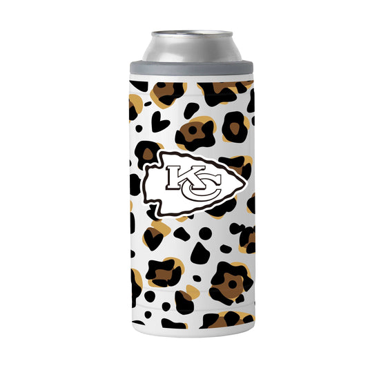 Kansas City Chiefs 12oz Neutral Leopard Slim Can Coolie - Logo Brands - Flyclothing LLC