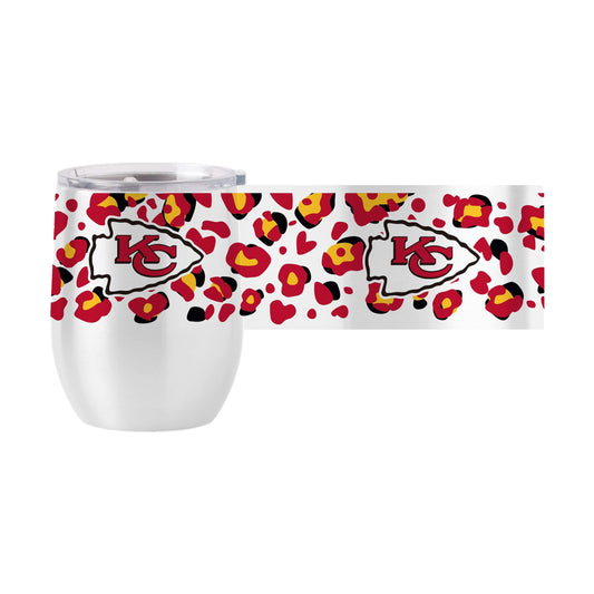 Kansas City Chiefs 16oz Leopard Stainless Curved Beverage - Logo Brands - Flyclothing LLC
