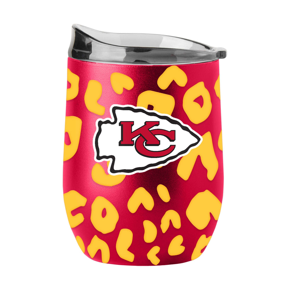 Kansas City Chiefs 16oz Leopard Powder Coat Curved Bev - Logo Brands - Flyclothing LLC