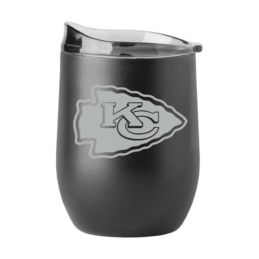 Kansas City Chiefs GunMetal 16oz Black Powder Curved Beverage - Logo Brands - Flyclothing LLC