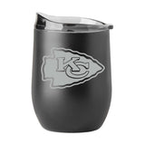 Kansas City Chiefs GunMetal 16oz Black Powder Curved Beverage - Logo Brands - Flyclothing LLC