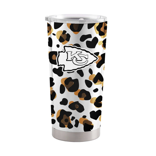 Kansas City Chiefs 20oz Neutral Leopard Stainless Steel Tumbler - Logo Brands - Flyclothing LLC