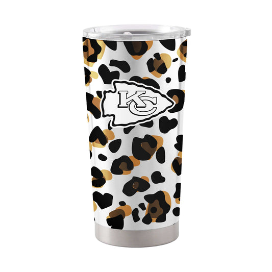 Kansas City Chiefs 20oz Neutral Leopard Stainless Steel Tumbler - Logo Brands - Flyclothing LLC