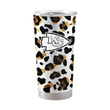 Kansas City Chiefs 20oz Neutral Leopard Stainless Steel Tumbler - Logo Brands - Flyclothing LLC