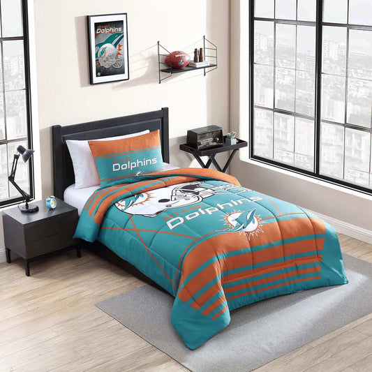 Miami Dolphins Crosser Comforter Set Twin - Logo Brands - Flyclothing LLC