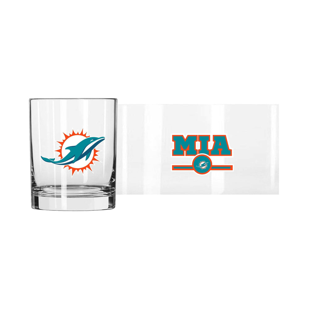 Miami Dolphins 14oz Letterman Rocks Glass - Logo Brands - Flyclothing LLC