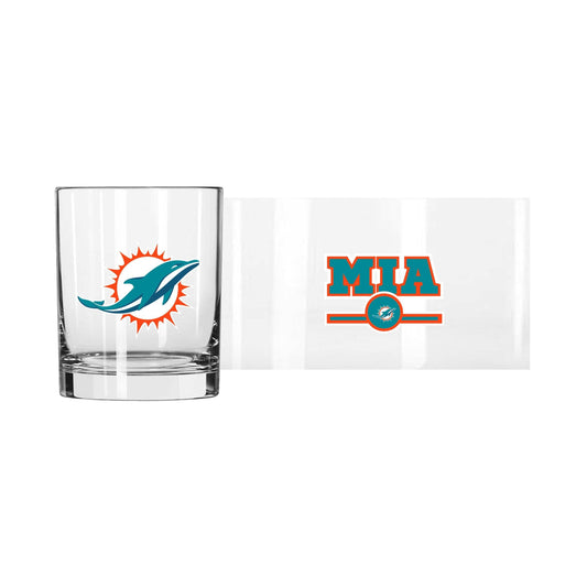 Miami Dolphins 14oz Letterman Rocks Glass - Logo Brands - Flyclothing LLC