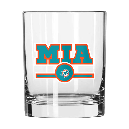 Miami Dolphins 14oz Letterman Rocks Glass - Logo Brands - Flyclothing LLC