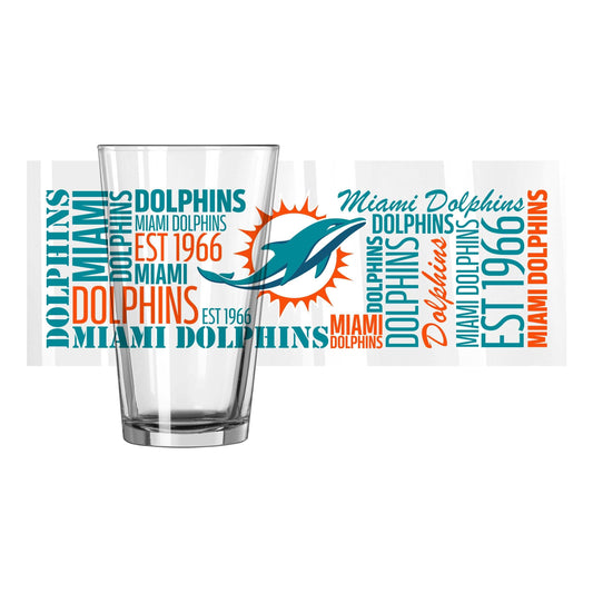 Miami Dolphins 16oz Spirit Pint Glass - Logo Brands - Flyclothing LLC