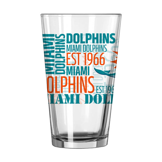 Miami Dolphins 16oz Spirit Pint Glass - Logo Brands - Flyclothing LLC