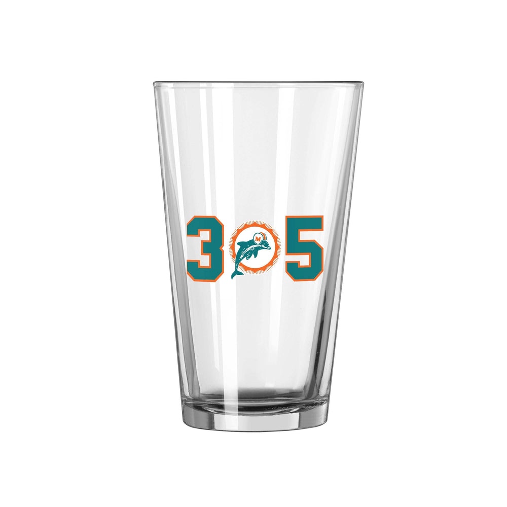 Miami Dolphins 16oz Area Code Pint Glass - Logo Brands - Flyclothing LLC