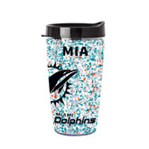 Miami Dolphins 16oz Terrazzo Dbl Wall Clear Tumbler - Logo Brands - Flyclothing LLC