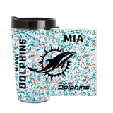 Miami Dolphins 16oz Terrazzo Dbl Wall Clear Tumbler - Logo Brands - Flyclothing LLC