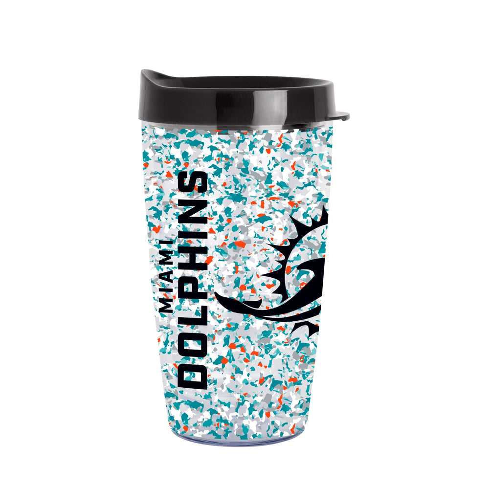 Miami Dolphins 16oz Terrazzo Dbl Wall Clear Tumbler - Logo Brands - Flyclothing LLC