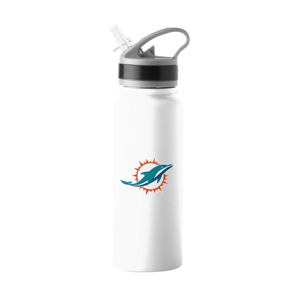 Miami Dolphins White 25oz Logo Stainless Fliptop Bottle - Logo Brands - Flyclothing LLC