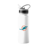 Miami Dolphins White 25oz Logo Stainless Fliptop Bottle - Logo Brands - Flyclothing LLC