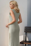 Split Round Neck Sleeveless Dress - Trendsi - Flyclothing LLC