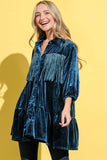 And The Why Fringe Detailed Velvet Shirt Dress - Trendsi - Flyclothing LLC