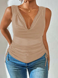 Side Drawstring Ruched Tank - Trendsi - Flyclothing LLC