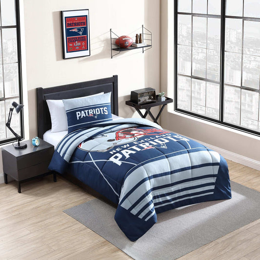 New England Patriots Crosser Comforter Set Twin - Logo Brands - Flyclothing LLC