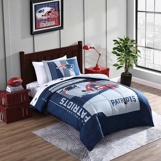 New England Patriots Status Bed In A Bag Twin - Logo Brands - Flyclothing LLC