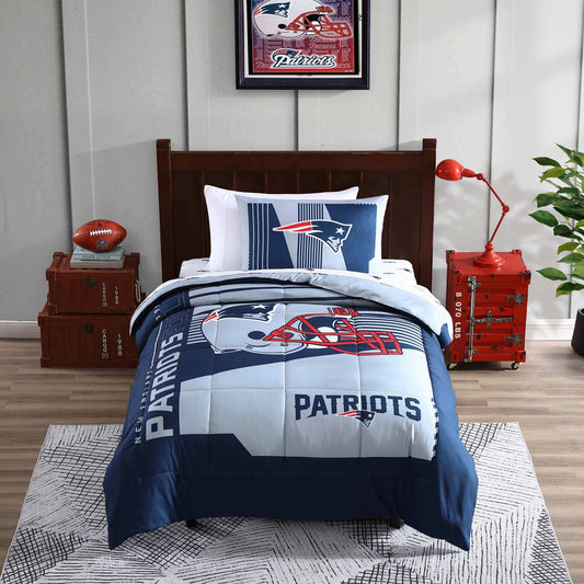 New England Patriots Status Bed In A Bag Twin - Logo Brands - Flyclothing LLC