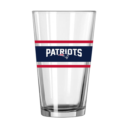 New England Patriots 16oz Stripe Pint Glass - Logo Brands - Flyclothing LLC