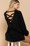 POL Back Cross Strap Detail Balloon Sleeve Sweatshirt - Trendsi - Flyclothing LLC