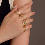 18K Gold-Plated Adjustable Open Ring - Trendsi - Flyclothing LLC
