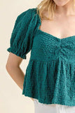And The Why Lovely Textured and Smocked Top - Trendsi - Flyclothing LLC