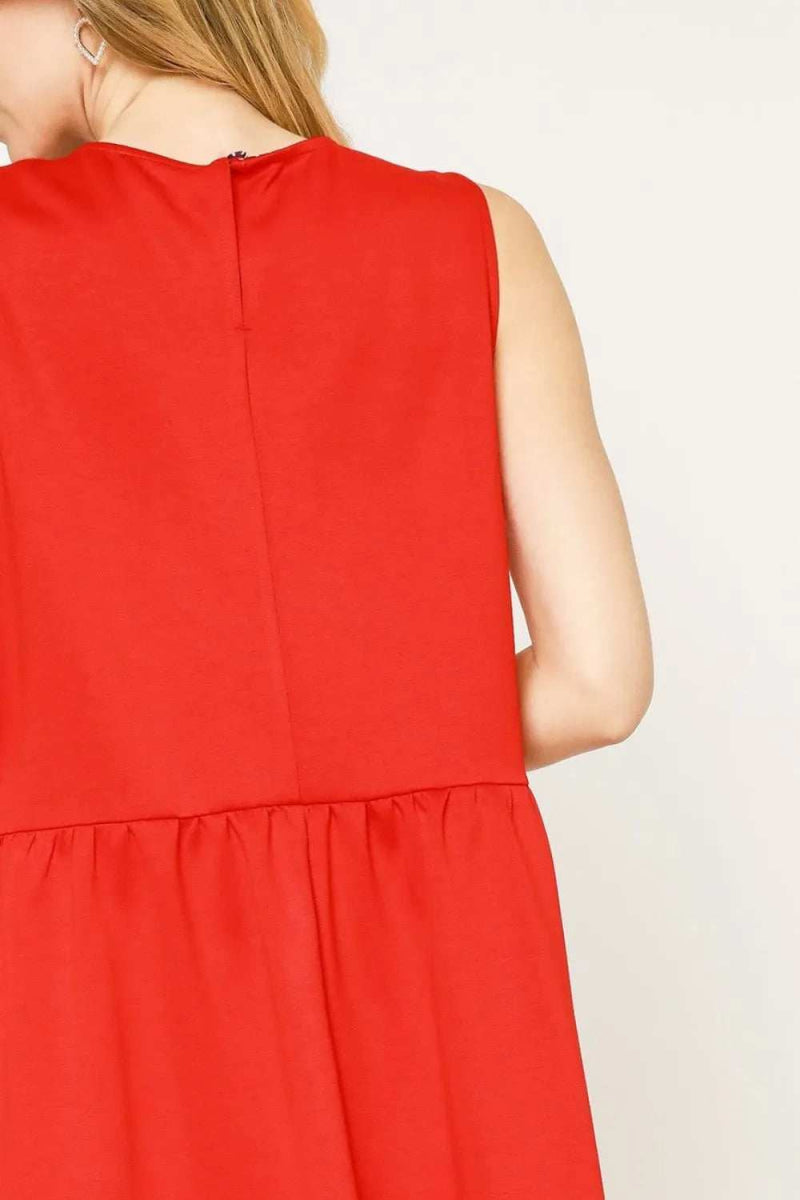 Umgee Round Neck Sleeveless Tank Dress with Pockets - Trendsi - Flyclothing LLC