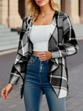 Plaid Open Front Long Sleeve Jacket - Trendsi - Flyclothing LLC