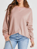 Waffle Knit Round Neck Long Sleeve T-Shirt - Trendsi - Flyclothing LLC