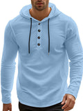 Men's Full Size Drawstring Button Detail Long Sleeve Hoodie Plus Size - Trendsi - Flyclothing LLC