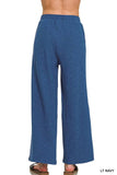 Zenana Cotton Slub Wide Leg Pants - Trendsi - Flyclothing LLC