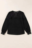 Lace Detail Round Neck Long Sleeve Blouse - Trendsi - Flyclothing LLC