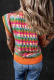 Contrast Striped V-Neck Knit Top - Trendsi - Flyclothing LLC