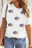 Sequined Flag Round Neck Short Sleeve T Shirt - Trendsi - Flyclothing LLC