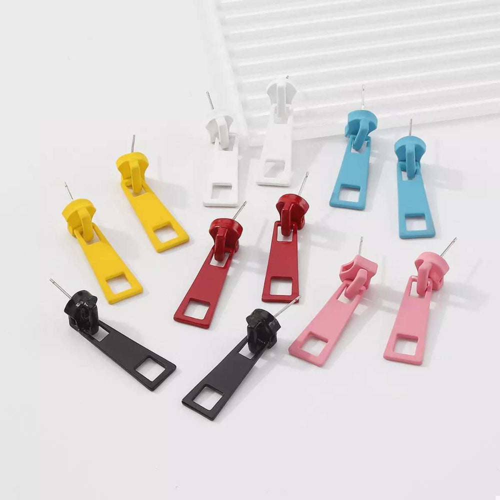 Colorful Zipper Drop Earrings - Trendsi - Flyclothing LLC