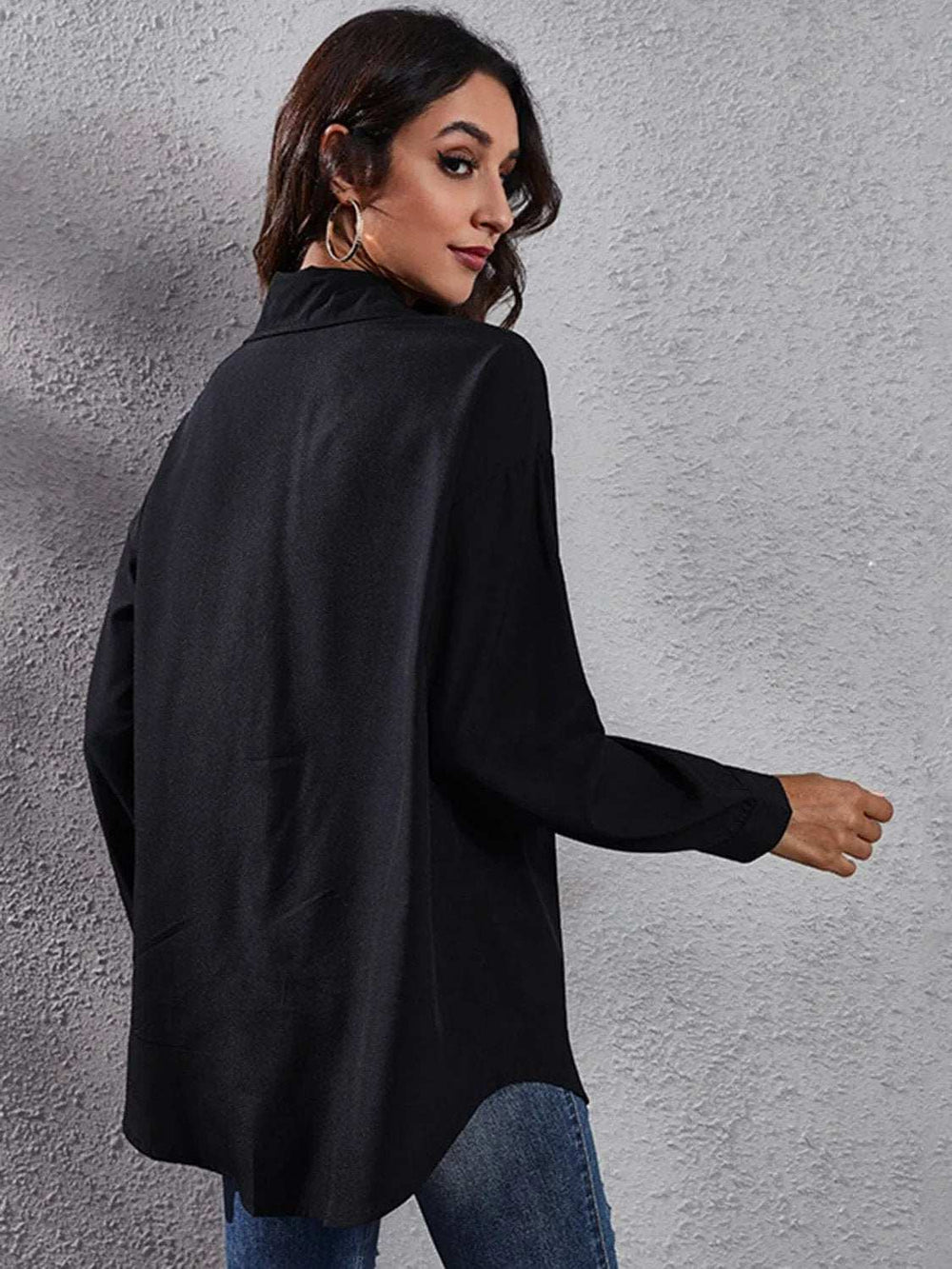 Printed Collared Neck Long Sleeve Shirt - Trendsi - Flyclothing LLC