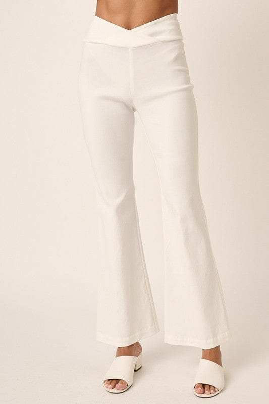 Mittoshop Surplice V Waist Flare Pants - Trendsi - Flyclothing LLC