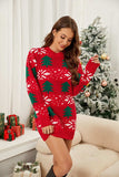 Christmas Tree Round Neck Sweater Dress - Trendsi - Flyclothing LLC