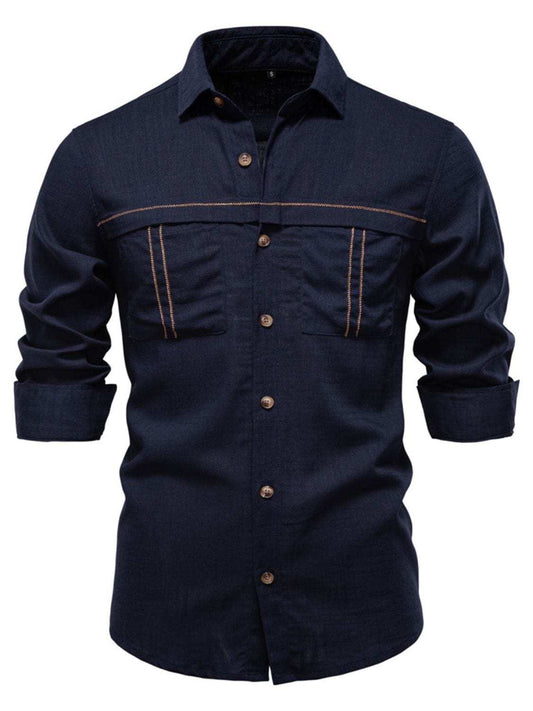 Men's Button Down Collared Neck Shirt - Trendsi - Flyclothing LLC
